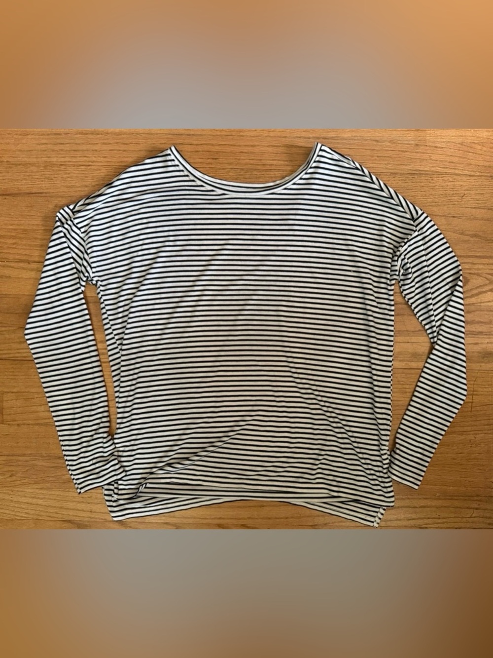 White and Black Stripe Long Sleeve Top